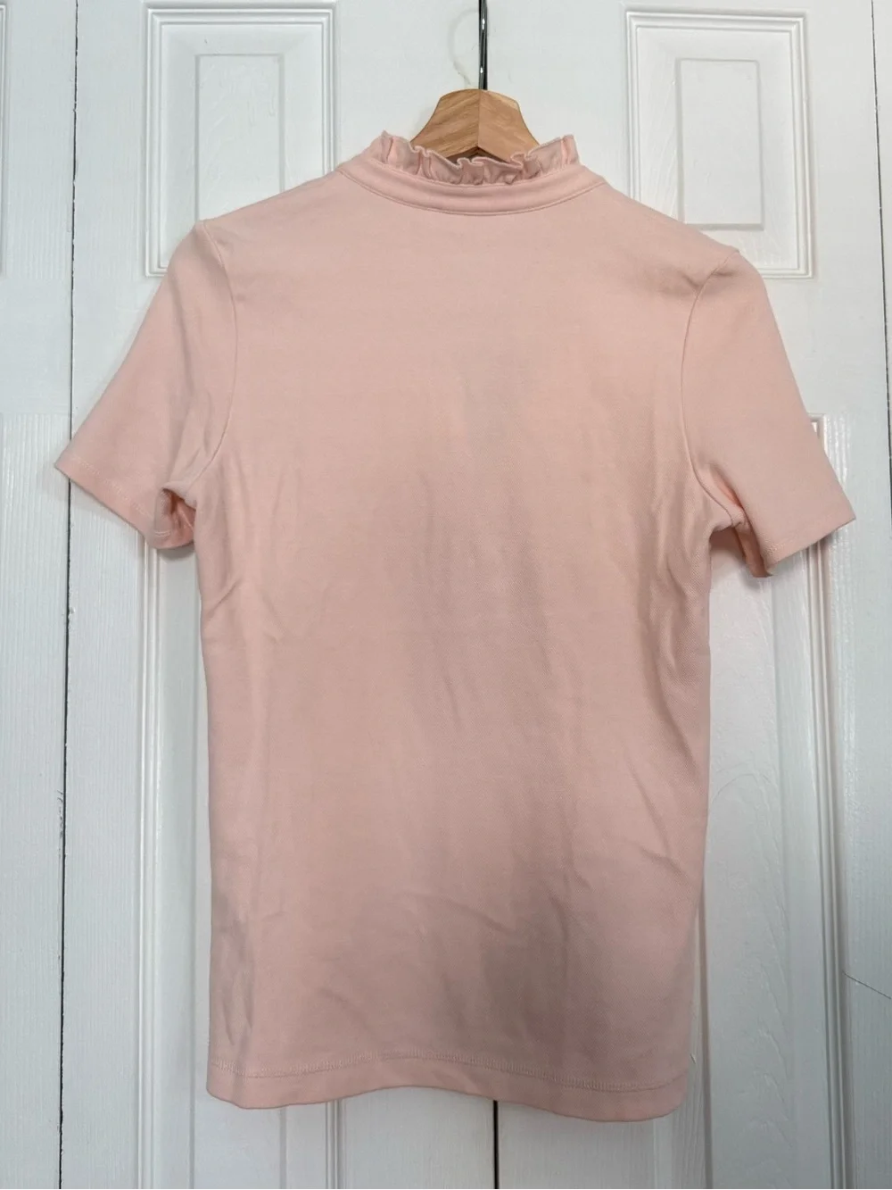 Tory Burch Soft Pink Ruffle-Trim Short Sleeve Top